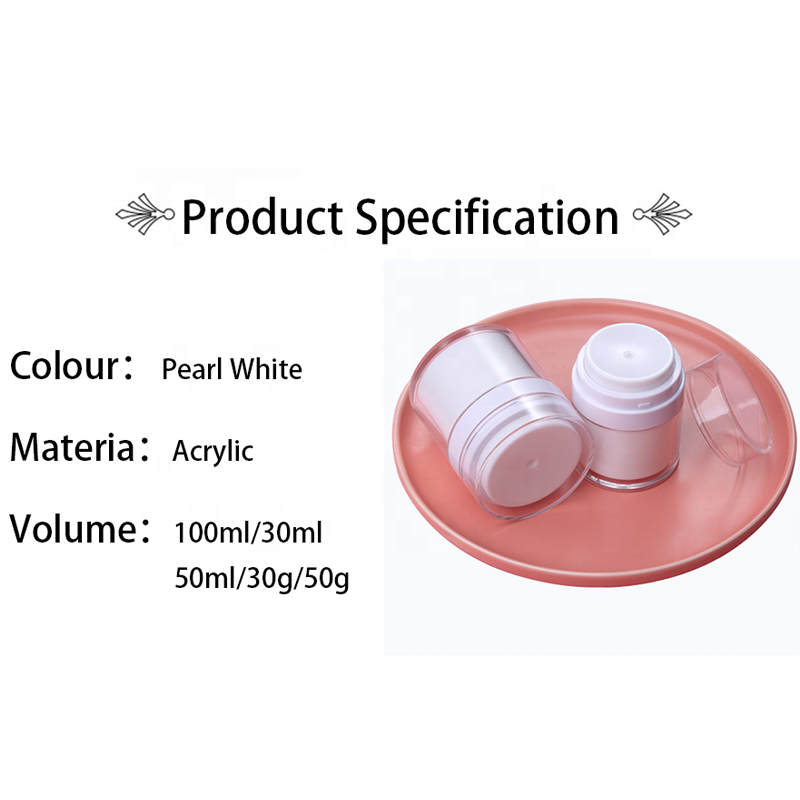 Acrylic Airless Jar Cosmetic Airless Pump Face Cream Jar White 30ml 50ml 100ml Pearl Skin Care Cream
