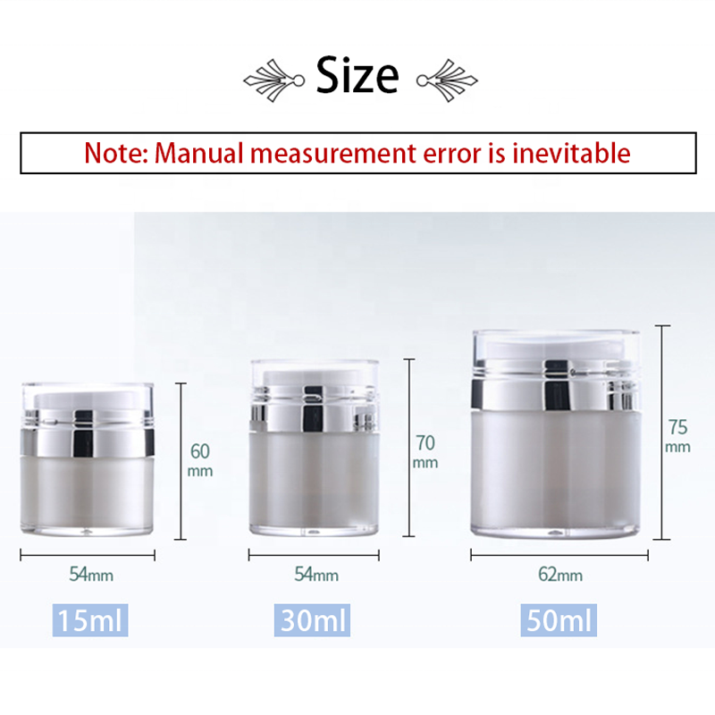 Acrylic Airless Jar Cosmetic Airless Pump Face Cream Jar White 30ml 50ml 100ml Pearl Skin Care Cream