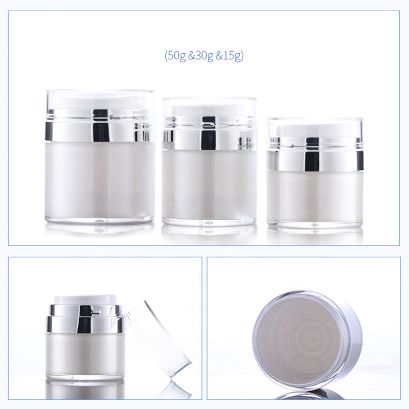 Acrylic Airless Jar Cosmetic Airless Pump Face Cream Jar White 30ml 50ml 100ml Pearl Skin Care Cream