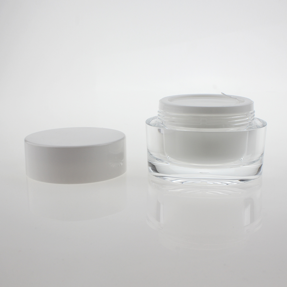Acrylic Clear Cream Jar JA19,30g 50g with White Lid Cosmetic Package