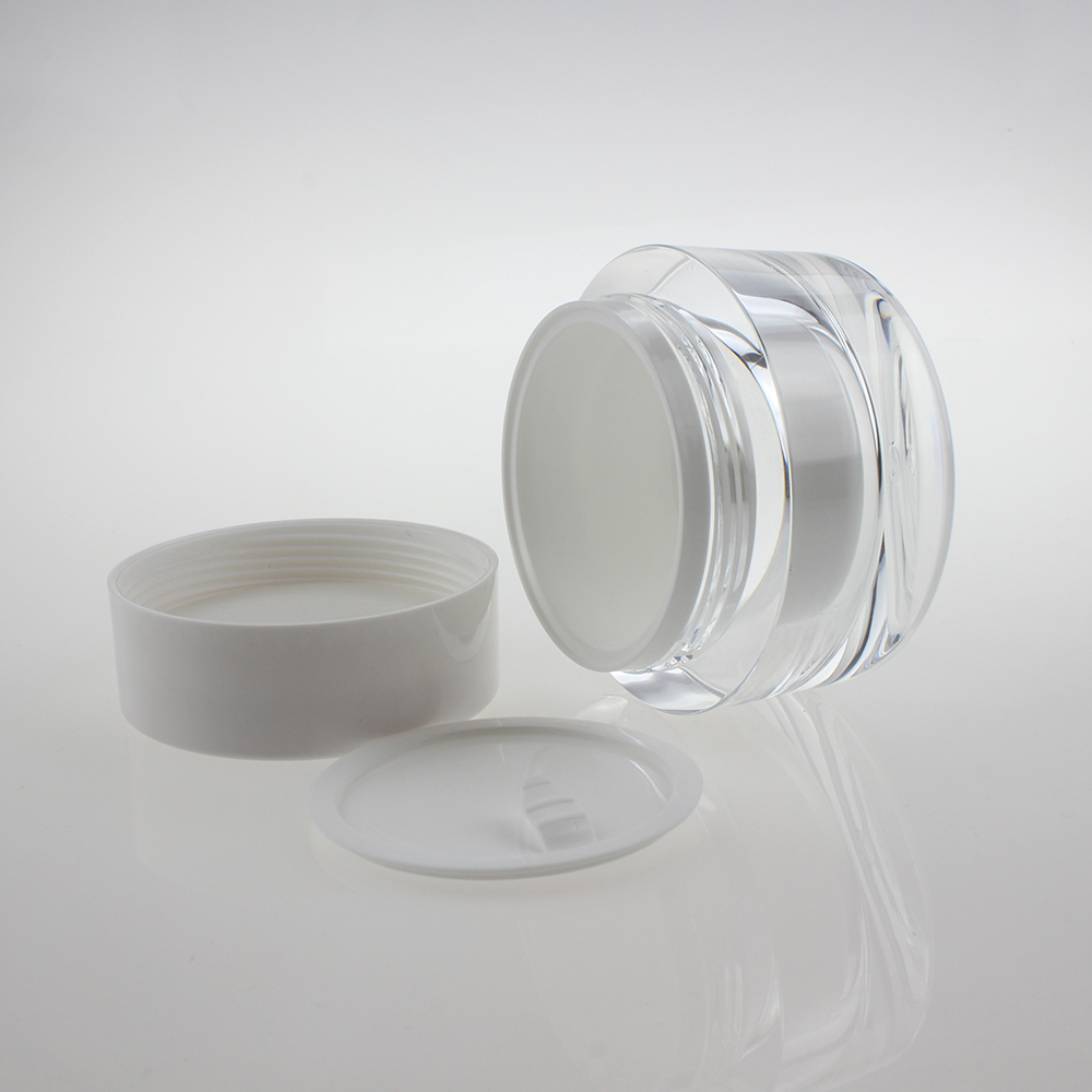 Acrylic Clear Cream Jar JA19,30g 50g with White Lid Cosmetic Package