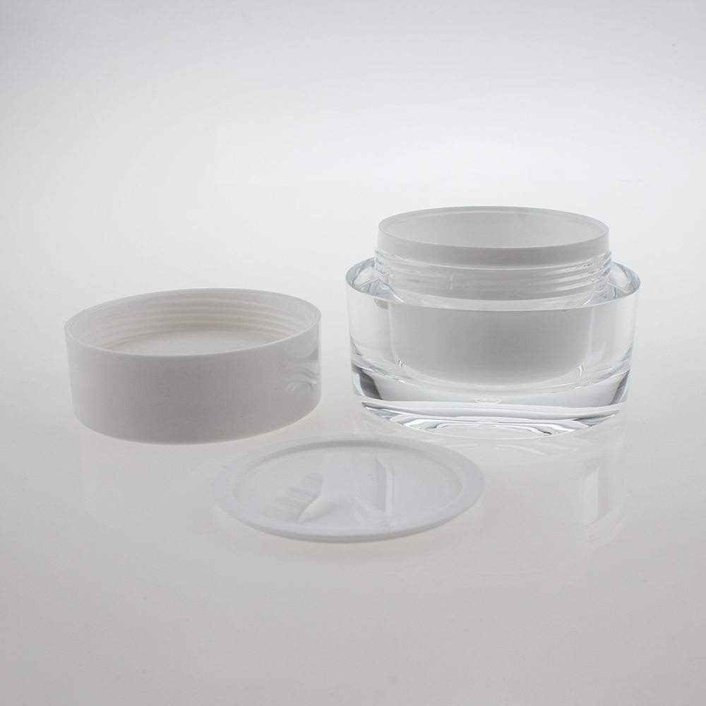 Acrylic Clear Cream Jar JA19,30g 50g with White Lid Cosmetic Package