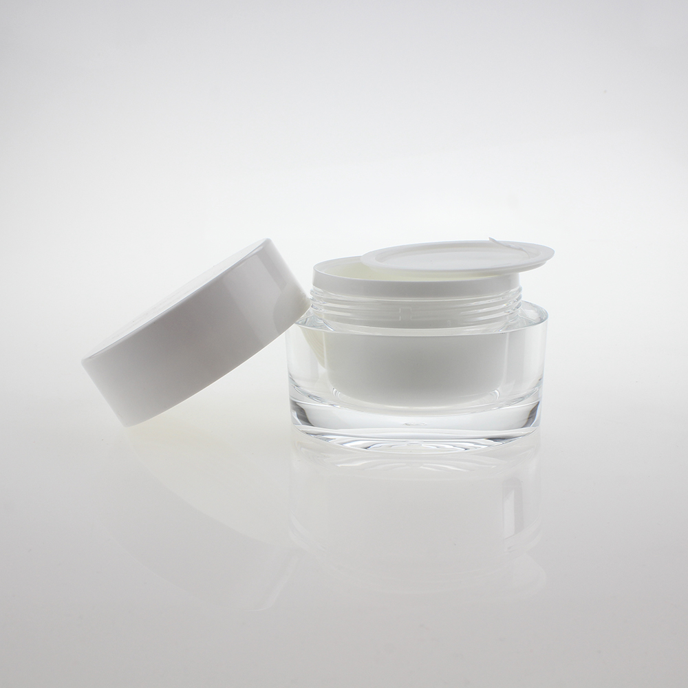 Acrylic Clear Cream Jar JA19,30g 50g with White Lid Cosmetic Package
