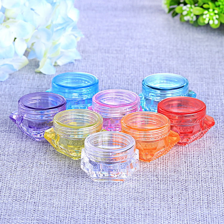 Acrylic Cream Cosmetic Jar Colorful Empty Diamond Plastic 3g5g Skin Care Cream Recyclable SUNSHINE 22*33MM SZM9161 CN;ZHE 10PCS