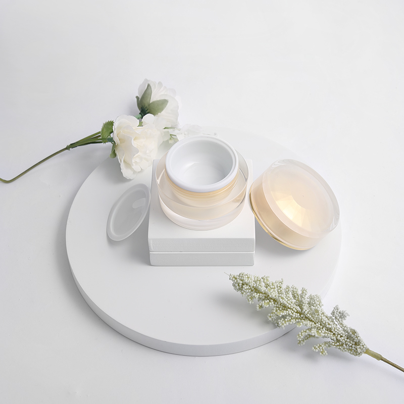 Acrylic Double Wall Container Gray Color Body Shiny Silver Lid 15gram/30gram/50gram for Skin Care Cream Cosmetic Jar