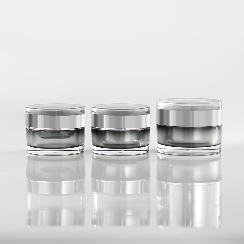 Acrylic Double Wall Container Gray Color Body Shiny Silver Lid 15gram/30gram/50gram for Skin Care Cream Cosmetic Jar