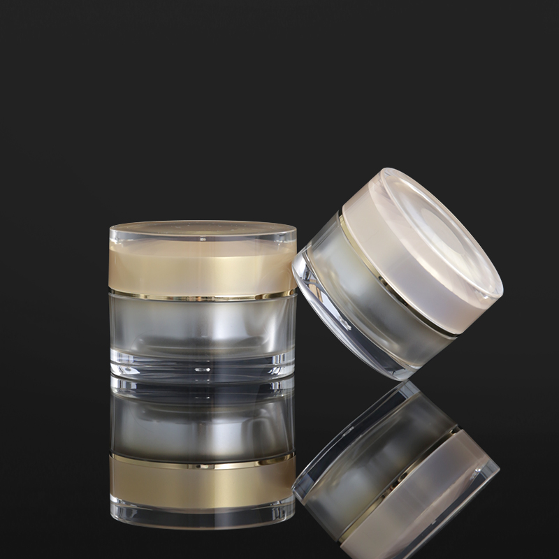Acrylic Double Wall Container Gray Color Body Shiny Silver Lid 15gram/30gram/50gram for Skin Care Cream Cosmetic Jar