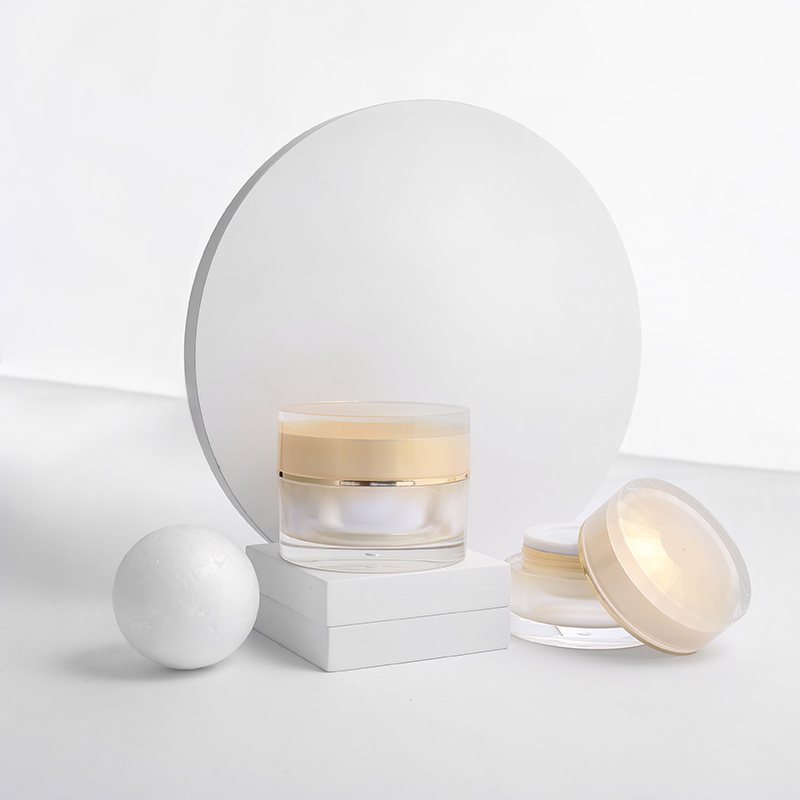 Acrylic Double Wall Container Gray Color Body Shiny Silver Lid 15gram/30gram/50gram for Skin Care Cream Cosmetic Jar