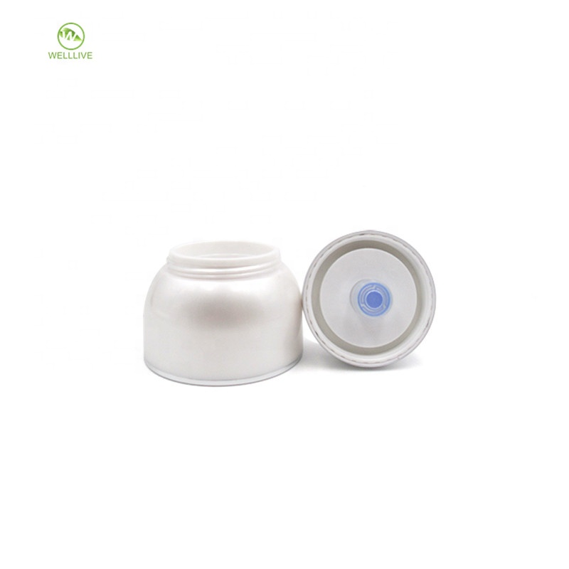 Acrylic PMMA Plastic Material 30g 50g Pearl White Vacuum cosmetic serum cream airless jar with pump press lid