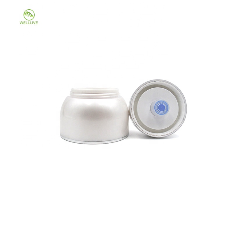 Acrylic PMMA Plastic Material 30g 50g Pearl White Vacuum cosmetic serum cream airless jar with pump press lid