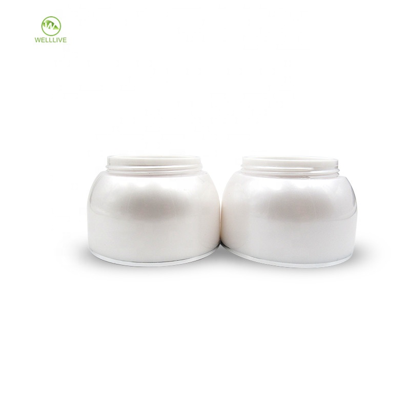 Acrylic PMMA Plastic Material 30g 50g Pearl White Vacuum cosmetic serum cream airless jar with pump press lid