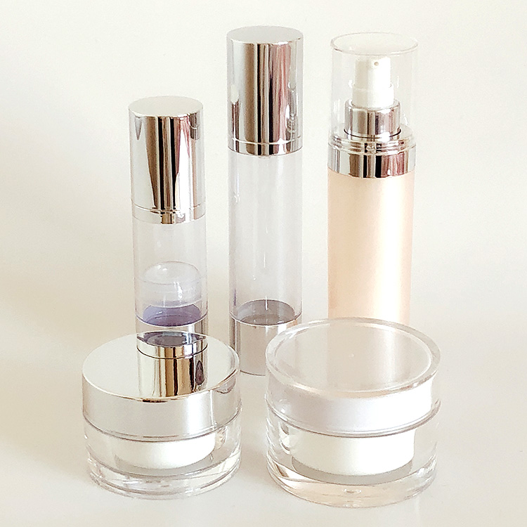 Acrylic Plastic Skincare Packaging Empty Cosmetic Jars And Bottle Set For Cream