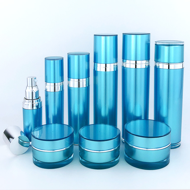 Acrylic Plastic Skincare Packaging Empty Cosmetic Jars And Bottle Set For Cream