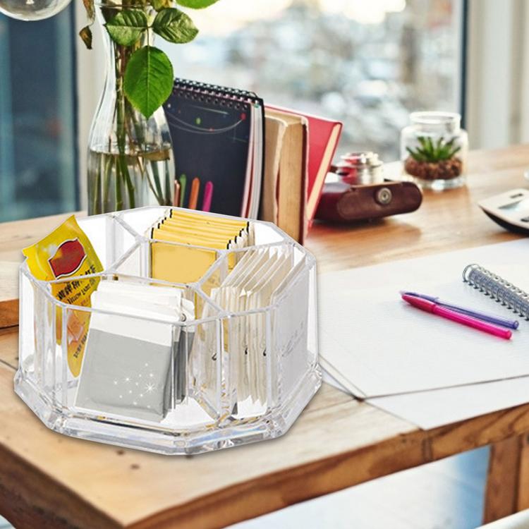 Acrylic Tea Bags Holder Coffee Sugar Clear Organizer for Home Round separated coffee storage box