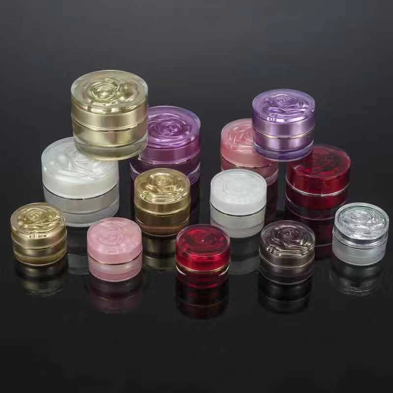 Acrylic cosmetic jar round clear pink cream 5g plastic jar acrylic
