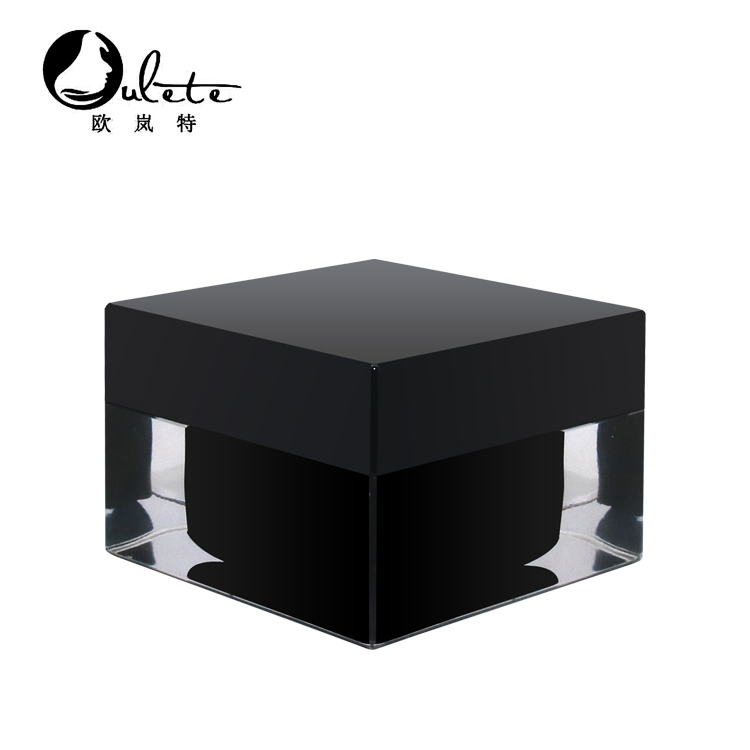 Acrylic cosmetic packaging container 15g 30g 50g 75g black square cosmetic cream jar