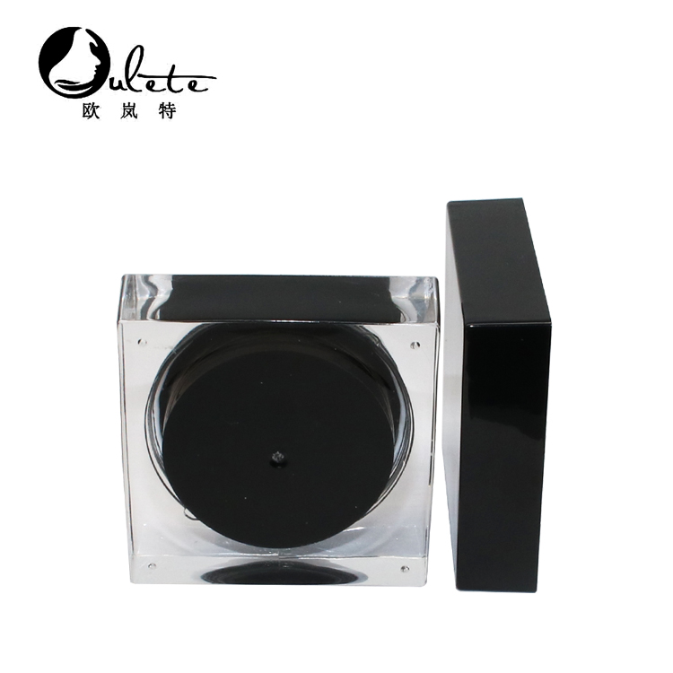Acrylic cosmetic packaging container 15g 30g 50g 75g black square cosmetic cream jar