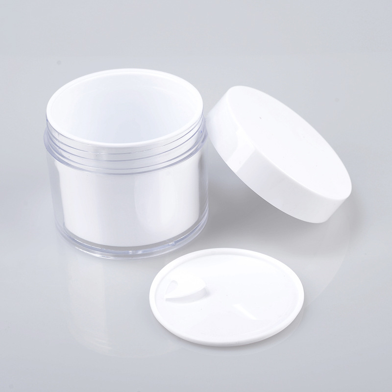 Acrylic cosmetics white cream jar 200g double wall mask empty traveling facial container