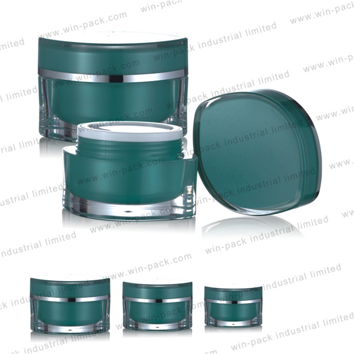 Acrylic green cosmetic jars Clear empty plastic cosmetic round jars 15g 30g 50g for sample