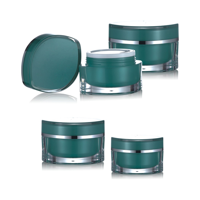 Acrylic green cosmetic jars Clear empty plastic cosmetic round jars 15g 30g 50g for sample