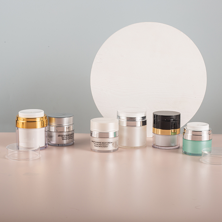 Acrylic jar for packaging high-end products, the middle ring is electroplated with gold double-layer plastic jar packing