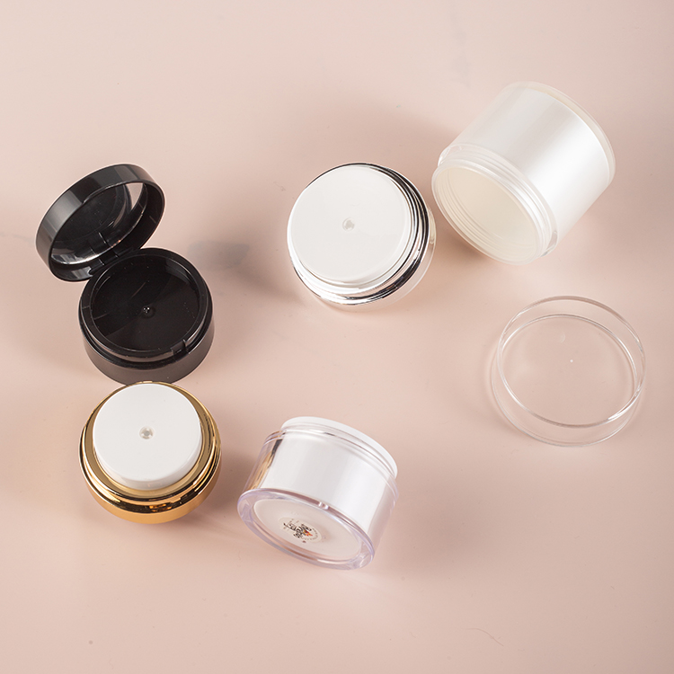 Acrylic jar for packaging high-end products, the middle ring is electroplated with gold double-layer plastic jar packing