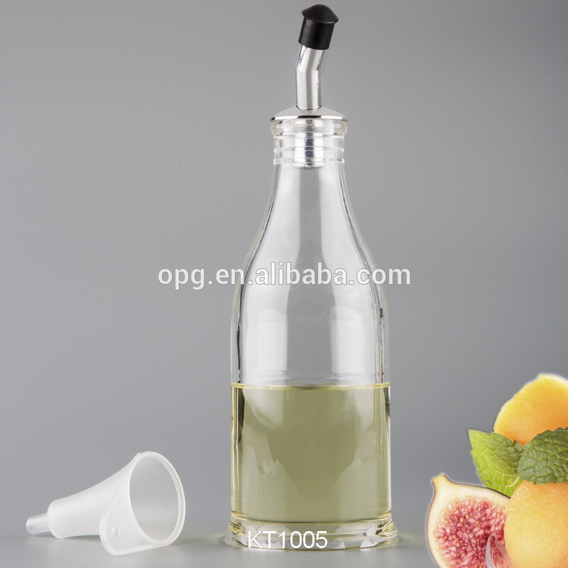 Acrylic plastic acryl 300ml table oil bottle vinegar bottle dispenser kitchen cruet with pourer and funnel, Item KT1005