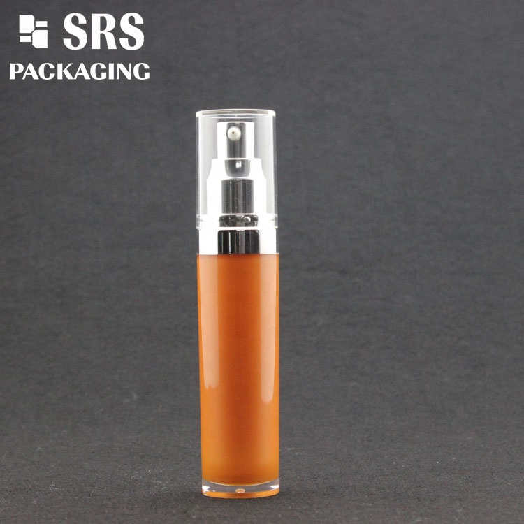Acrylic plastic orange color 15ml 30ml 50ml 100ml skincare products empty bottle  with lotion pump