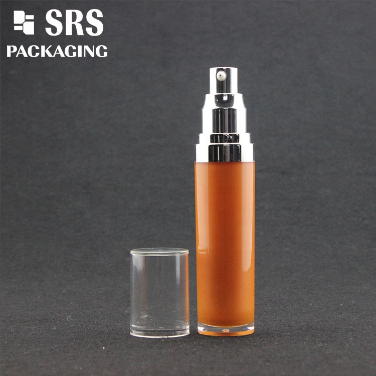 Acrylic plastic orange color 15ml 30ml 50ml 100ml skincare products empty bottle with lotion pump