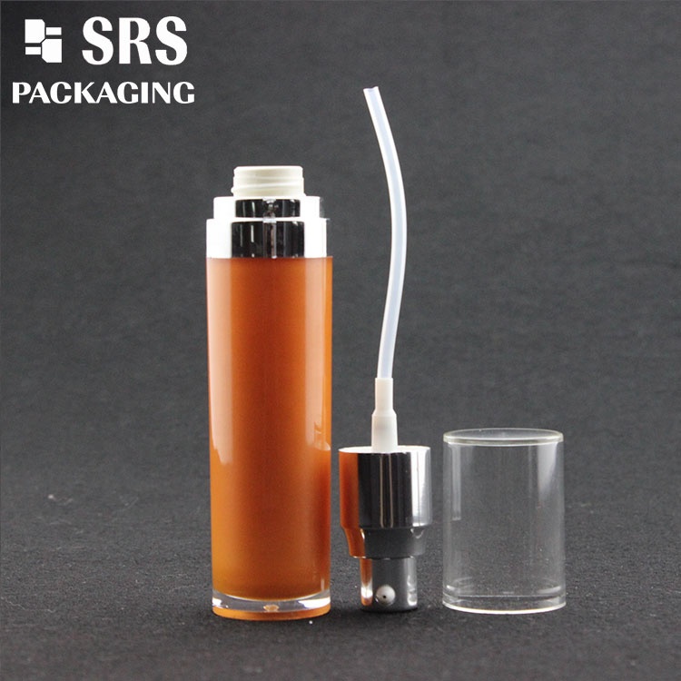 Acrylic plastic orange color 15ml 30ml 50ml 100ml skincare products empty bottle with lotion pump