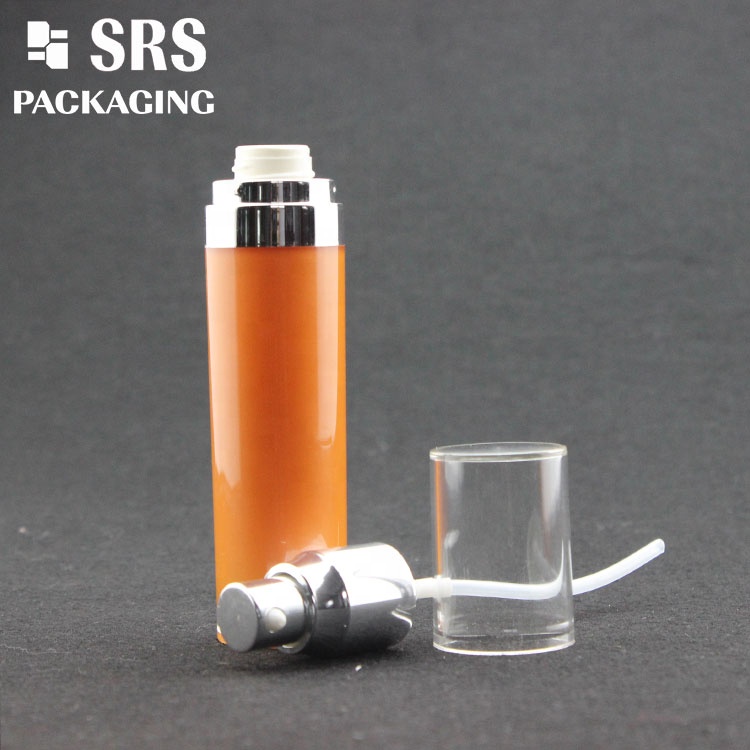 Acrylic plastic orange color 15ml 30ml 50ml 100ml skincare products empty bottle with lotion pump