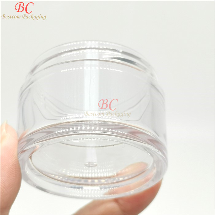 Acrylic powder container thick single wall amber clear jar 15g 30g 50g 100g face cream packaging cosmetic jars with aluminum lid