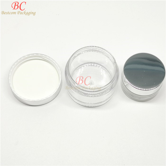 Acrylic powder container thick single wall amber clear jar 15g 30g 50g 100g face cream packaging cosmetic jars with aluminum lid