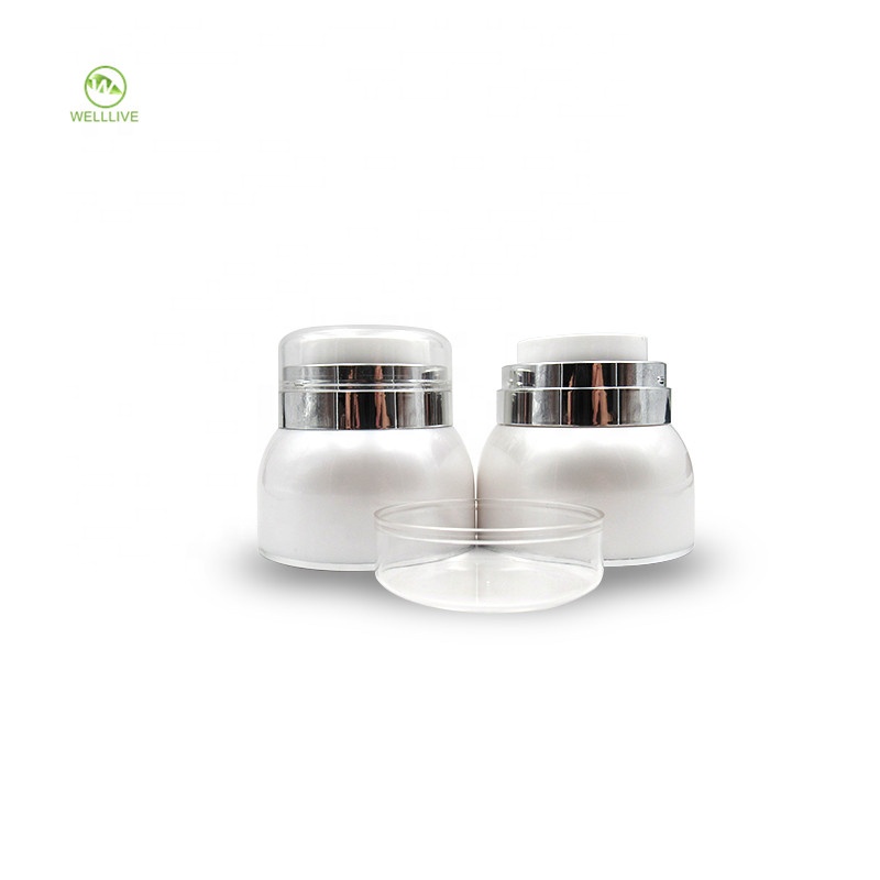 Acrylic pump plastic jar 1oz 30g 50g airless white empty container for eye face cream airtight
