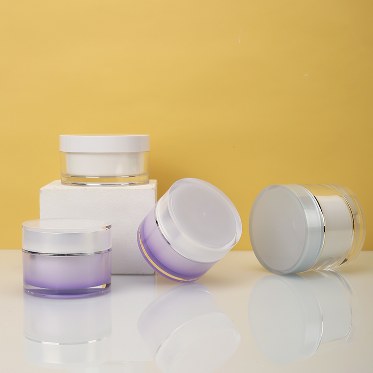 Acrylic skincare cream cosmetic jars and bottles