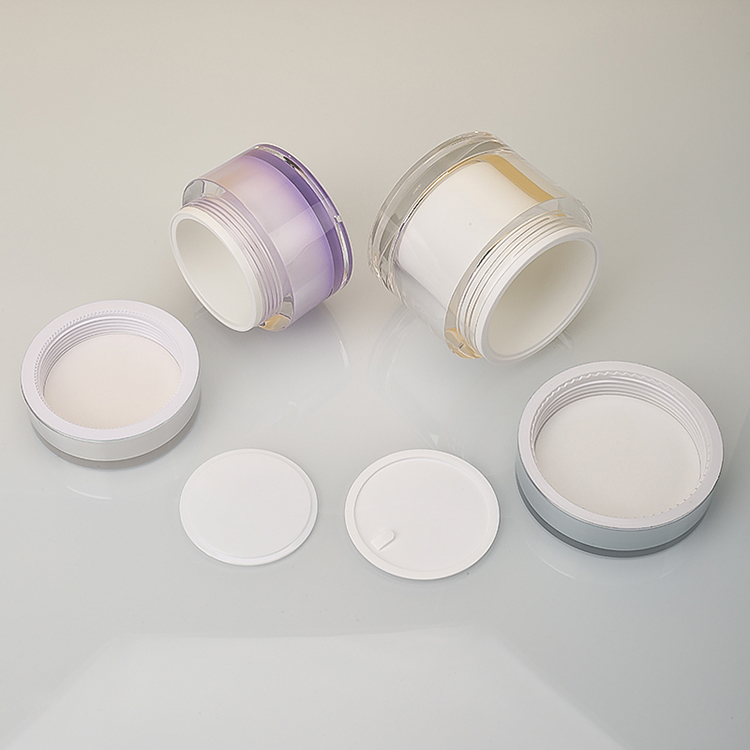 Acrylic skincare cream cosmetic jars and bottles