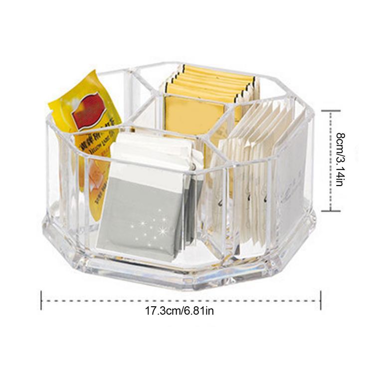 Acrylic tea bag storage box hotel home kitchen round separated coffee sugar bag transparent coffee storage box