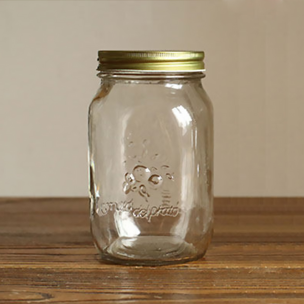 Aeofa 1 L embossed engraved canning 32 oz coffee food spice mason jar big mason storage jars with lids