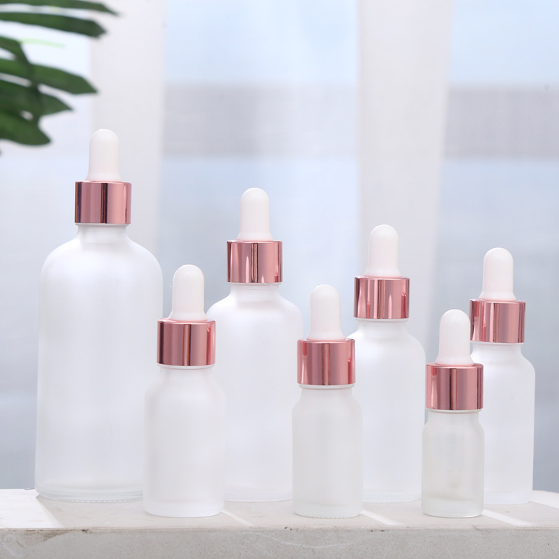 AiXin 5ml-100ml Cosmetic Bottles Packaging Clear Frosted Pink Rose Gold Dropper Bottle Essential Oil Transparent Dropper Bottle