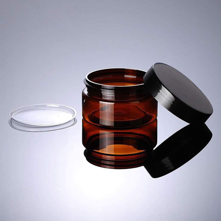 AiXin Cosmetic Jars Wholesale 100g Cosmetic Facial Hair Lip Clay Mask Jars Empty Plastic Amber Face Mask Jar With Black Cap