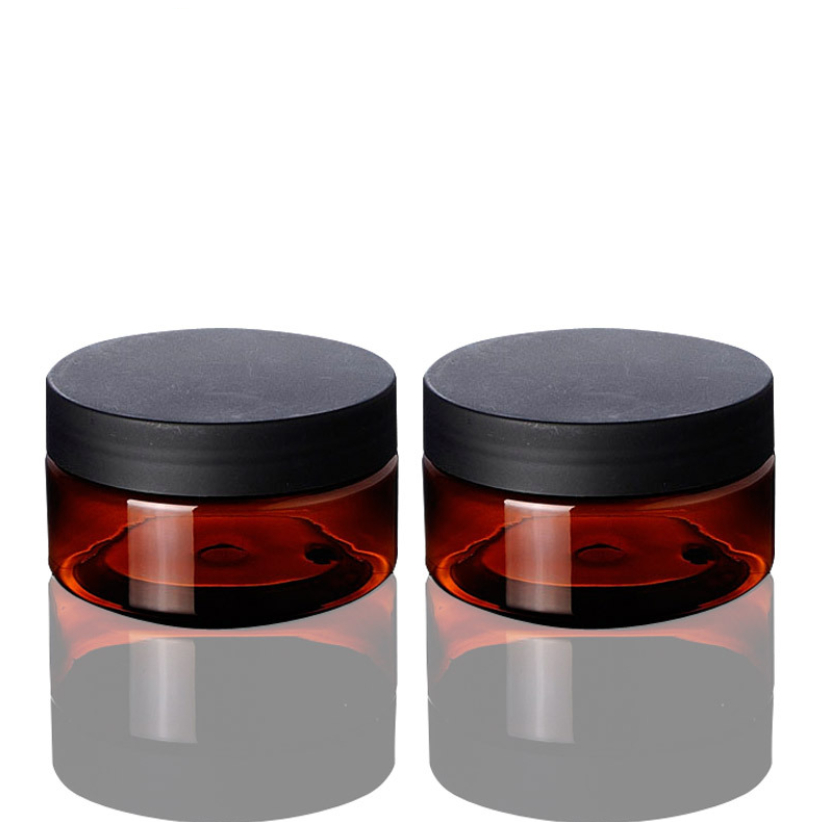 AiXin Low MOQ Customization Wholesale 100g Cosmetic Facial Cream Jars Empty Plastic Amber Face Cream Jar With Black Cap
