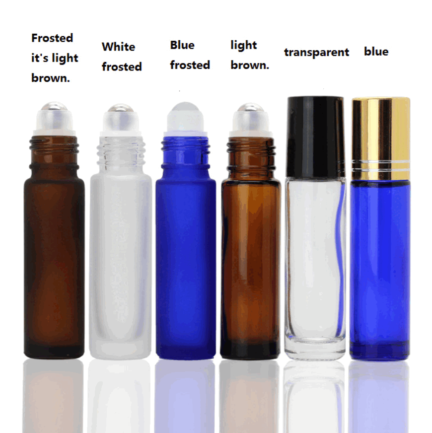 AiXin OEM 10ml Multi Colors Perfume Bottle Durable Amber Glass Essential Oil Roller Bottle With Stainless Steel Ball