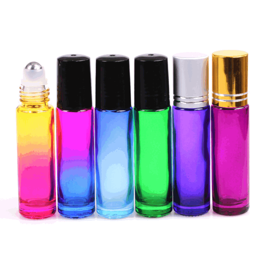 AiXin OEM 10ml Multi Colors Perfume Bottle Durable Amber Glass Essential Oil Roller Bottle With Stainless Steel Ball