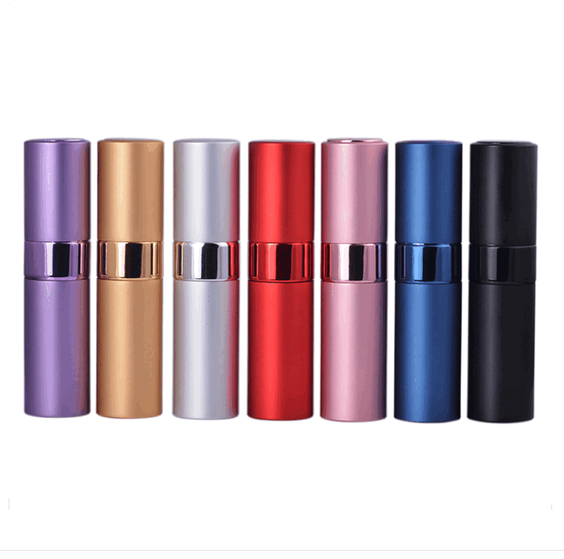 AiXin OEM 8ml Essential Oil Spray Bottle Aluminum Perfume Sub-bottle Glass Liner Rotating Telescopic Spray Cosmetics Bottle