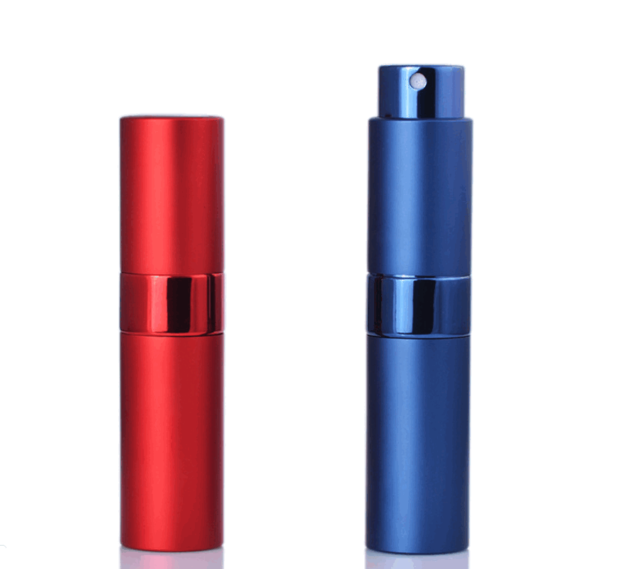 AiXin OEM 8ml Essential Oil Spray Bottle Aluminum Perfume Sub-bottle Glass Liner Rotating Telescopic Spray Cosmetics Bottle