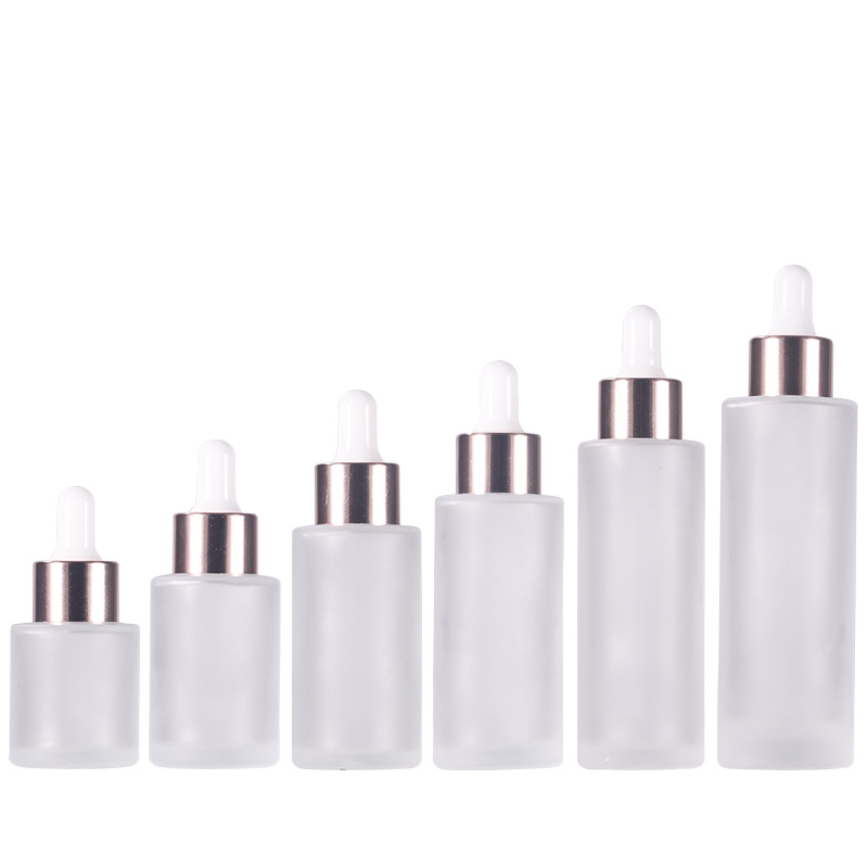 AiXin OEM Luxury 20ml-80ml Essential Oil Glass Bottles White Rose Gold Black Pink Sliver Lid Flat Shoulder Glass Dropper Bottle