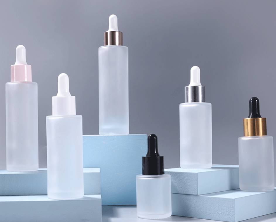 AiXin OEM Luxury 20ml-80ml Essential Oil Glass Bottles White Rose Gold Black Pink Sliver Lid Flat Shoulder Glass Dropper Bottle