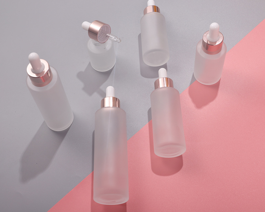 AiXin OEM Luxury 20ml-80ml Essential Oil Glass Bottles White Rose Gold Black Pink Sliver Lid Flat Shoulder Glass Dropper Bottle