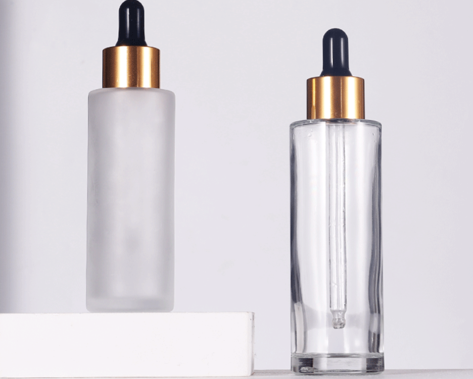 AiXin OEM Luxury 20ml-80ml Essential Oil Glass Bottles White Rose Gold Black Pink Sliver Lid Flat Shoulder Glass Dropper Bottle