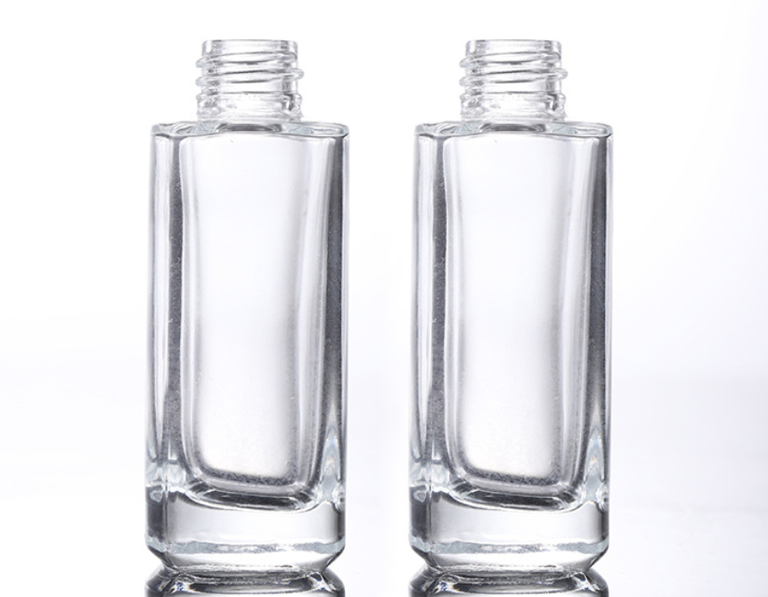AiXin Private Label Cosmetic Dropper Bottle With Gold Cap Sliver Cap Transparent Luxury Empty Square Glass Dropper Bottle